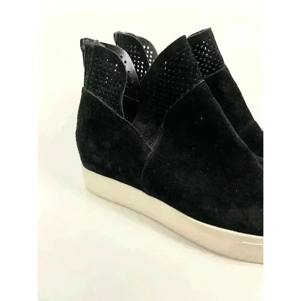 Steve Madden Black‎ Suede Leather Platform Shoes Sz 9 Wedge Sneakers